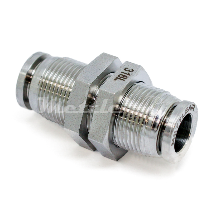 Stainless Steel 316L PTC Straight Bulkhead Union 3/8" OD