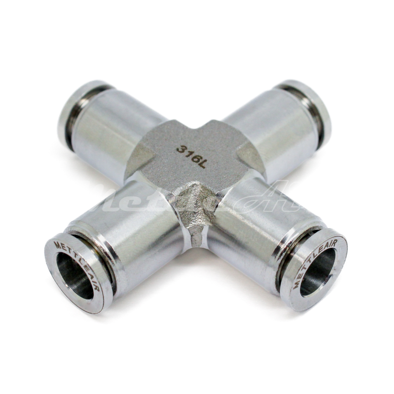 316L Stainless Steel Push To Connect Cross Union Fitting 8 mm OD
