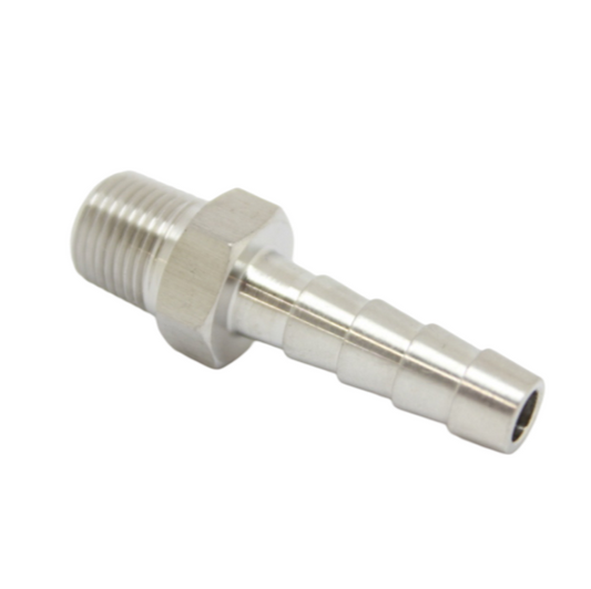 316L Stainless Steel 5/16" Hose ID to 1/2" NPT Male Straight Fitting