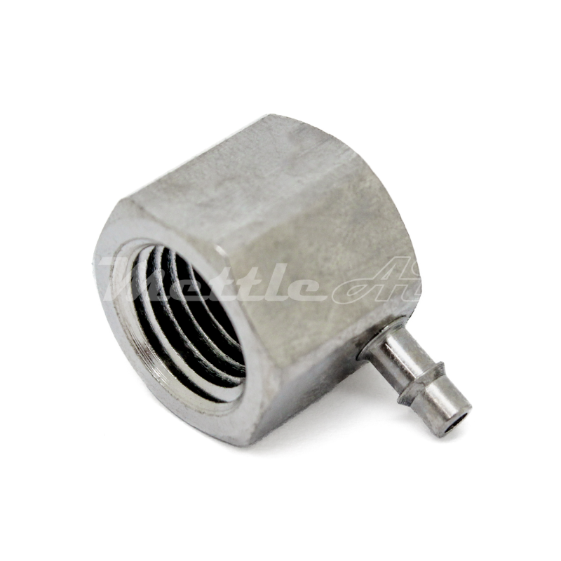 Brass 90° Female Elbow 1/8" Hose ID Barb - 1/4" NPT Female Nickel Plated, Single Barb Design