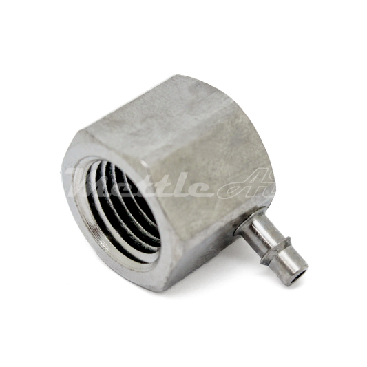 Brass 90° Female Elbow 1/8" Hose ID Barb - 1/4" NPT Female Nickel Plated, Single Barb Design