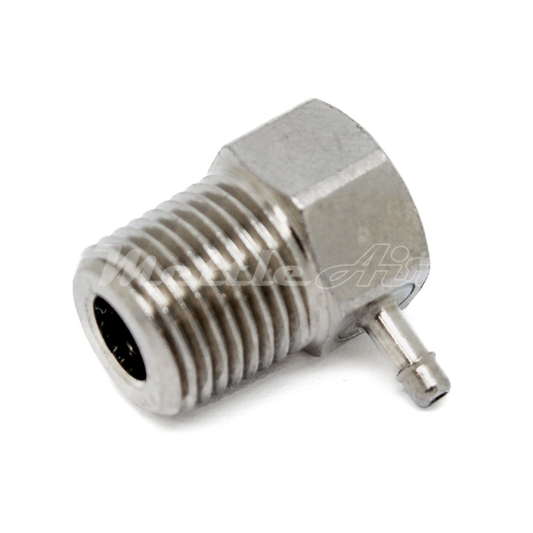 Brass 90° Male Elbow 1/16" Hose ID Barb - 1/8" NPT Male Nickel Plated, Single Barb Design