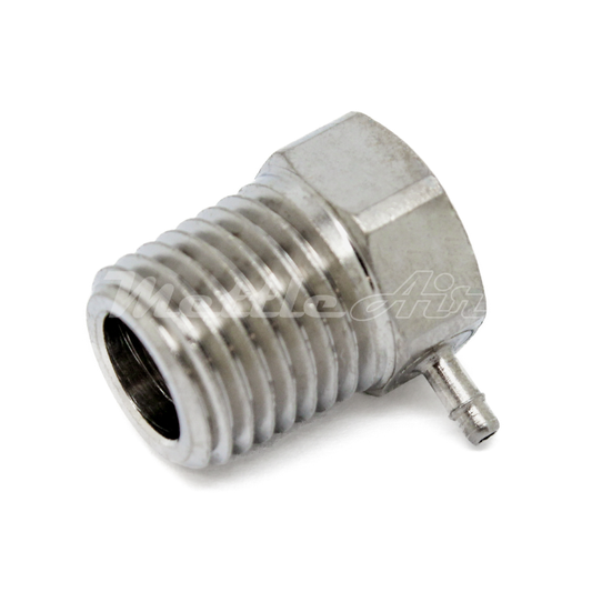 Brass 90° Male Elbow 1/16" Hose ID Barb - 1/4" NPT Male Nickel Plated, Single Barb Design