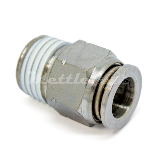 Nickel-Plated Brass Straight Push To Connect Fitting 8 mm OD x - 1/4" BSPT (R) Male