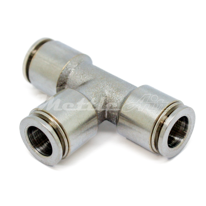 Nickel-Plated Brass Tee Union Push to Connect Fitting 4 mm OD - 5/32" OD
