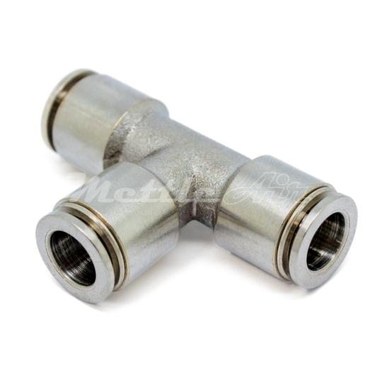 Nickel-Plated Brass Tee Union Push to Connect Fitting 6 mm OD - 6 mm OD