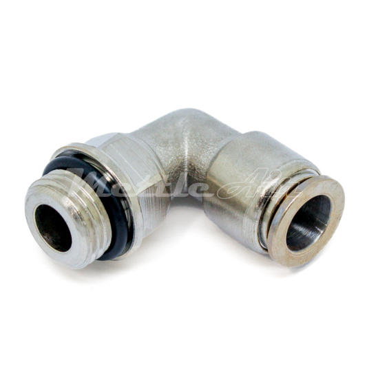 Nickel-Plated Brass Push to Connect 90° Elbow Fitting 1/2" OD - 3/8" BSPP (G) Male