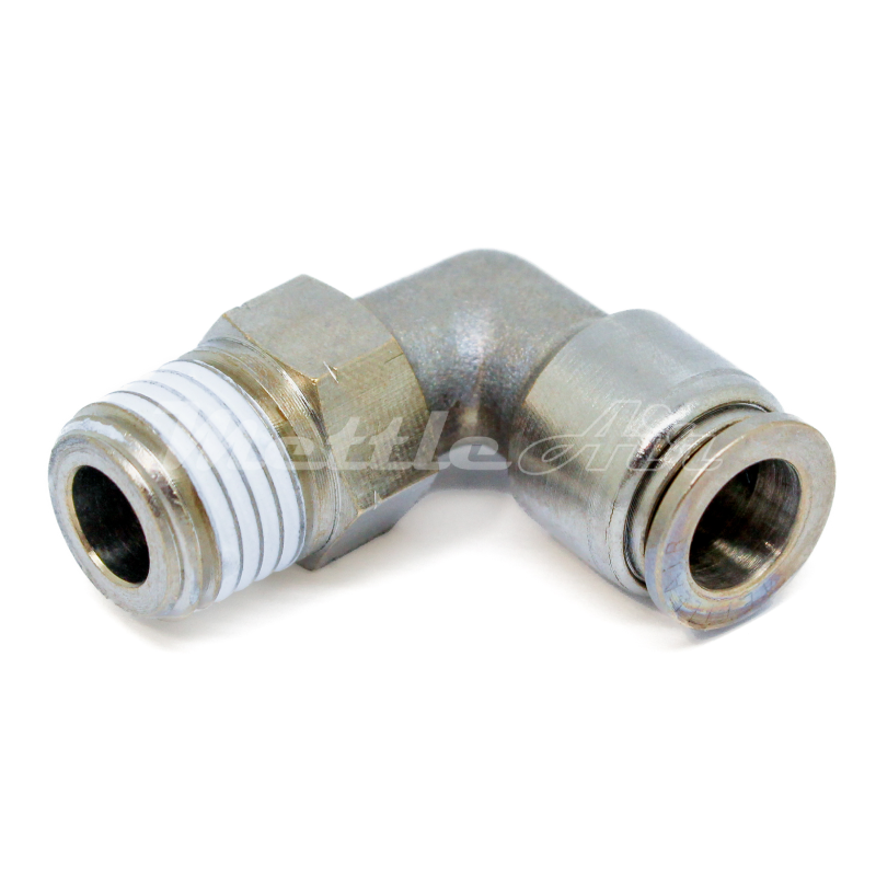 Nickel-Plated Brass Elbow Push To Connect Fitting 1/4" OD x 3/8" NPT Male