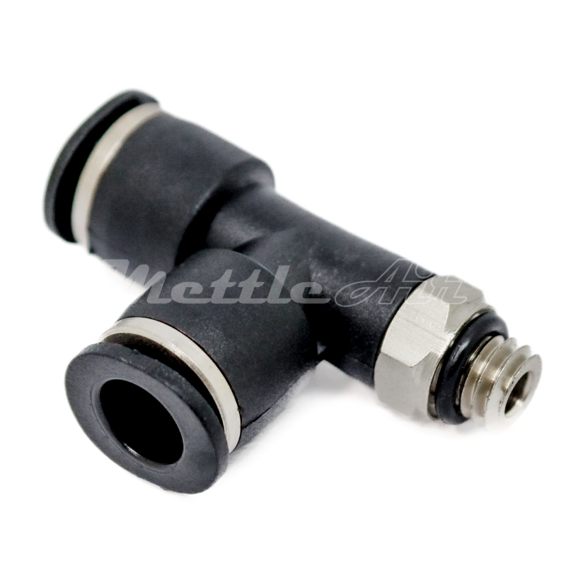 Compact Push to Connect Run Tee 1/4" OD - M6 x 1.0 Male