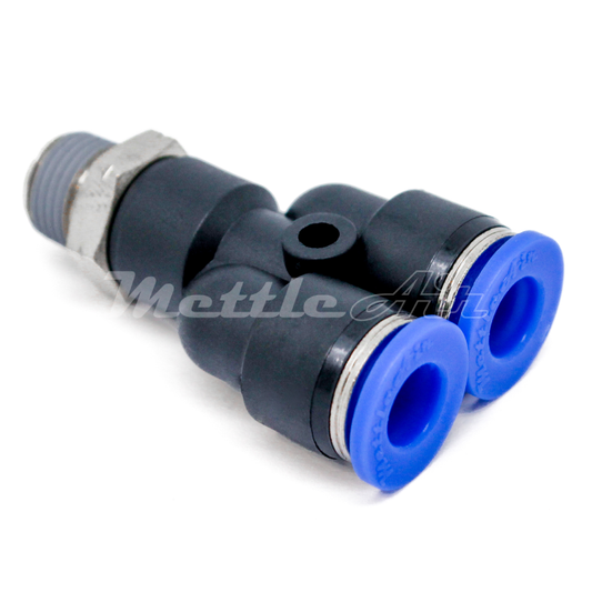 Push to Connect Male Y Fitting 1/2" OD - 3/8" NPT Male