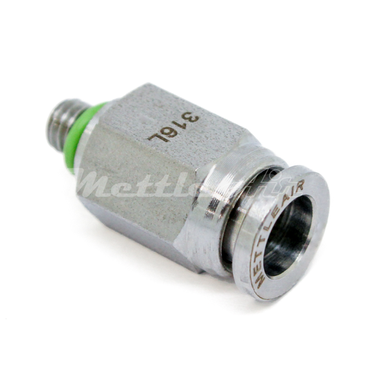 316L Stainless Steel Straight Push To Connect Fitting 1/8" OD x 10-32 UNF Male