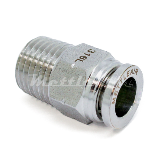 316L Stainless Steel Straight Push To Connect Fitting 1/4" OD x 1/8" NPT Male