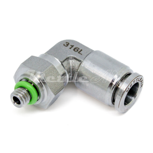 316L Stainless Steel Elbow Push To Connect Fitting 1/4" OD x 10-32 UNF Male