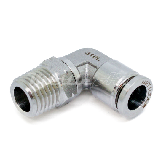 316L Stainless Steel Elbow Push To Connect Fitting 10 mm OD x 1/2" BSPT (R) Male