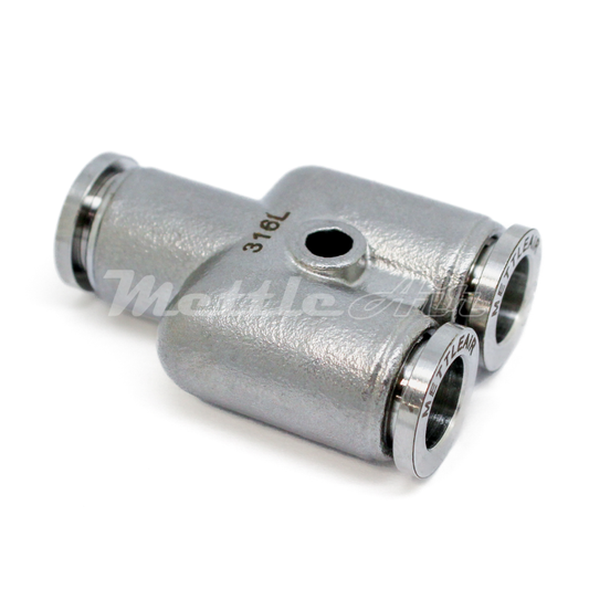 316L Stainless Steel Push To Connect Y Fitting 5/16" OD - 8 mm OD