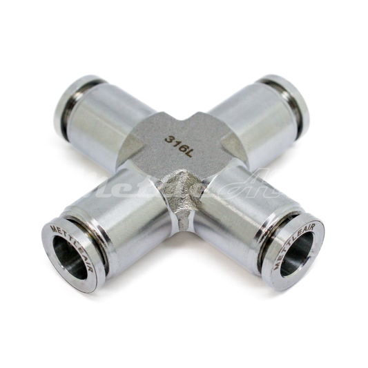 316L Stainless Steel Push To Connect Cross Union Fitting 8 mm OD